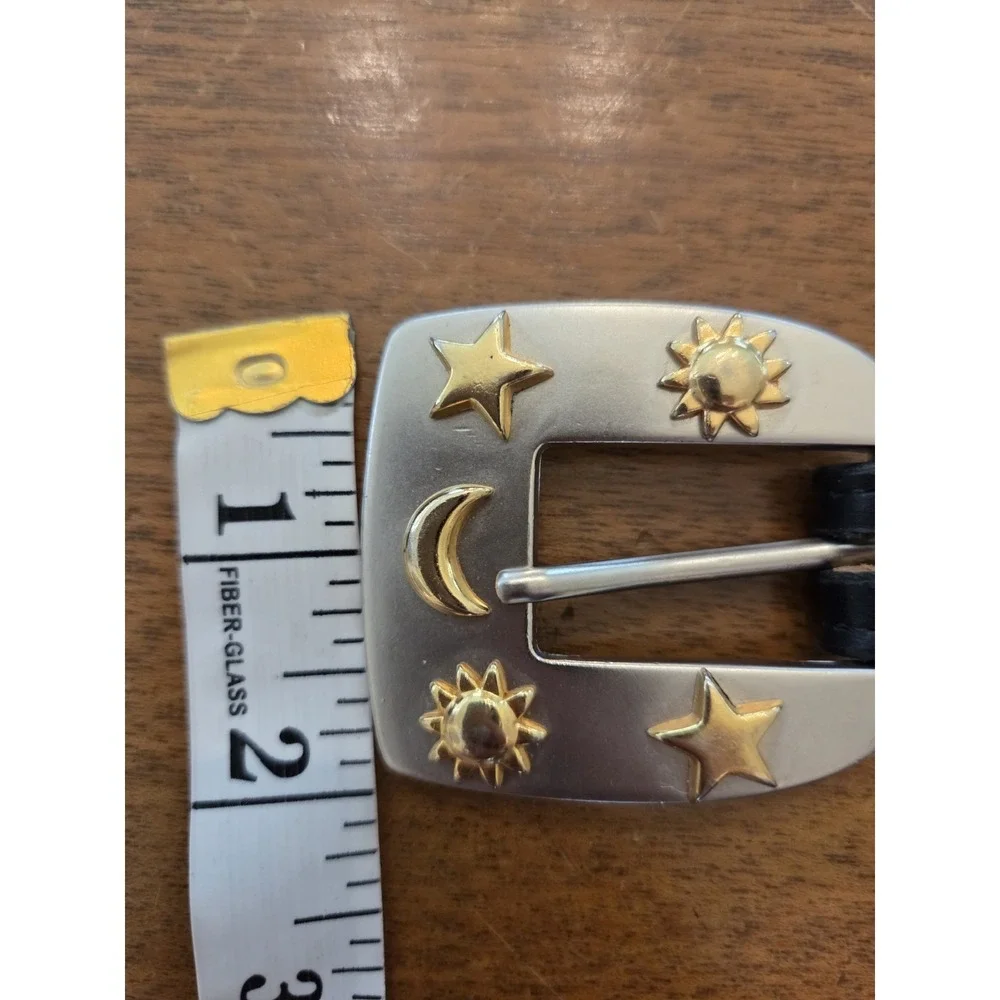 Vtg Leatherock Celestial Belt Women's S/m/L Sun Moon Stars 8671  Silver Gold